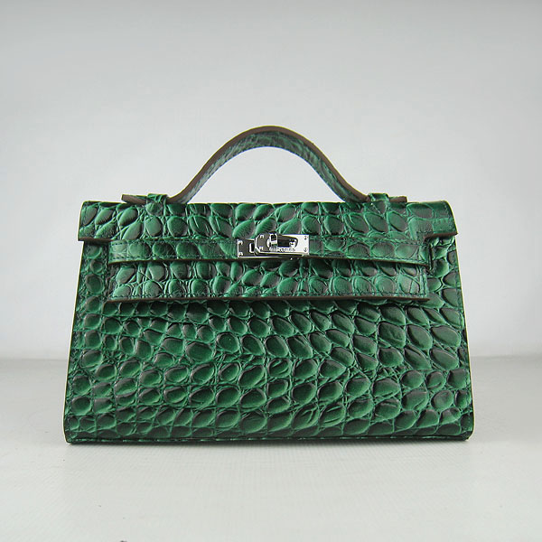 AAA Hermes Kelly 22 CM Python Leather Handbag Dark Green H008 On Sale